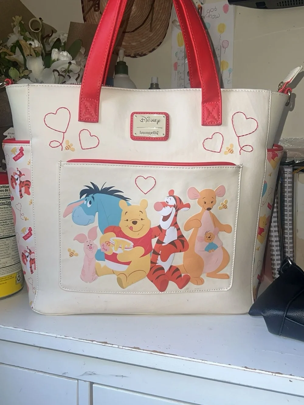 Loungefly Cream and Red Winnie the Pooh Character Tote - Picture 1 of 4